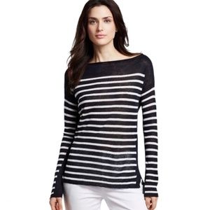 Vince 100%Linen French Breton Striped Sweater  Small